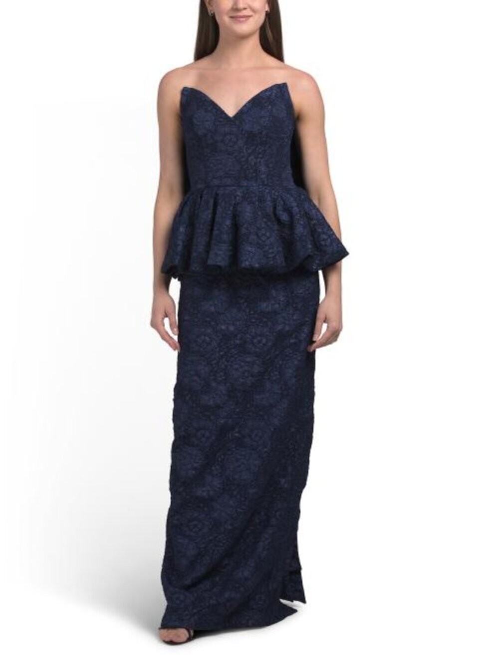 JOVANI Strapless Peplum Gown